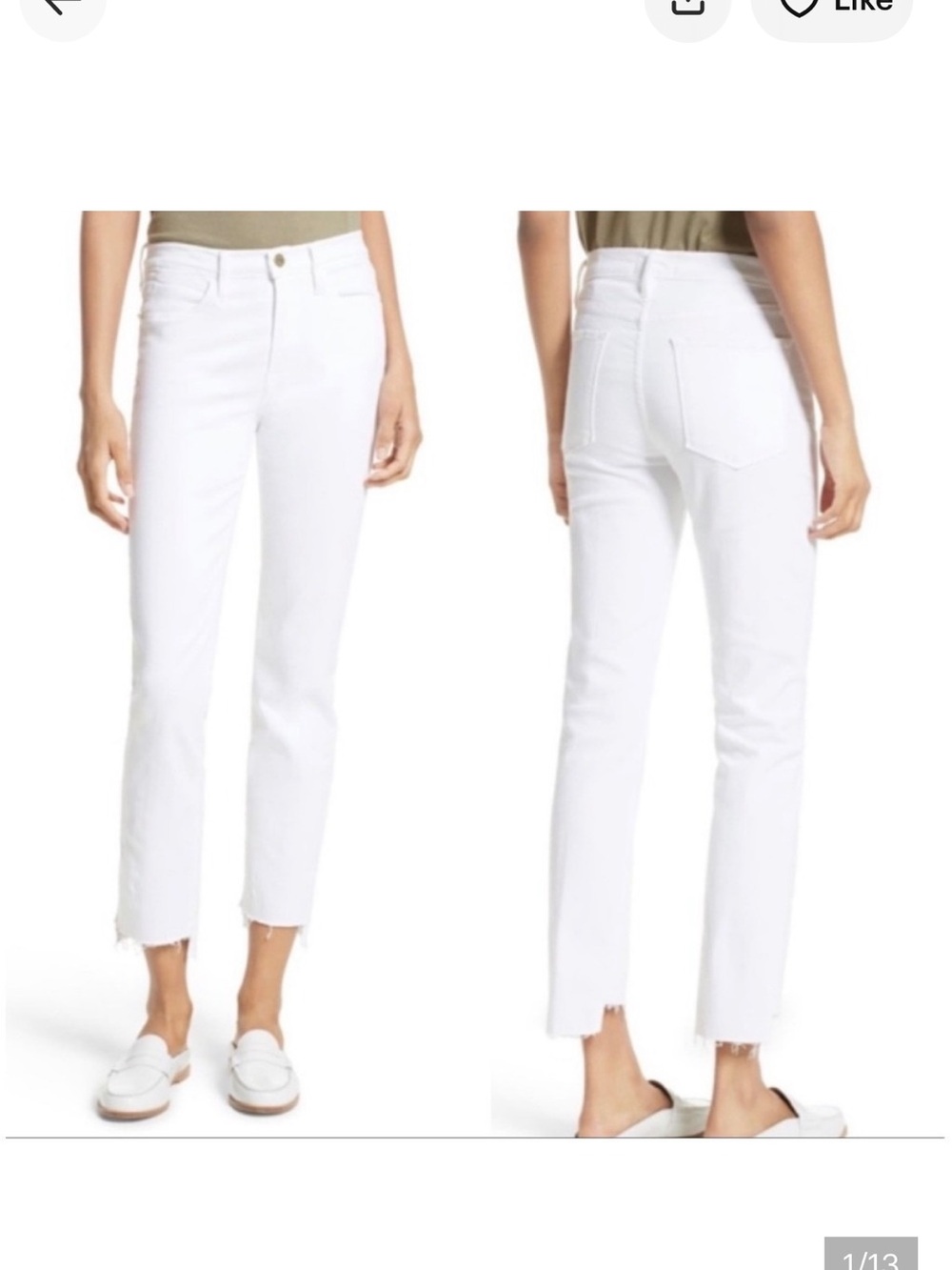 Frame Le High Straight Chalk White Jeans Size 32